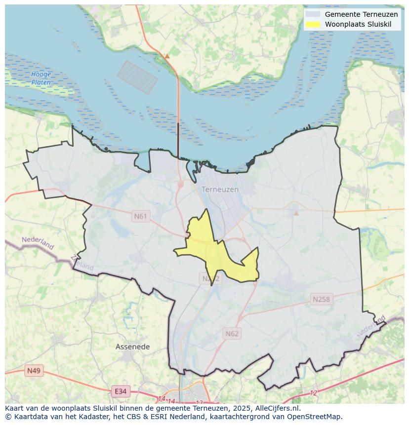 Afbeelding van de woonplaats Sluiskil op de kaart.