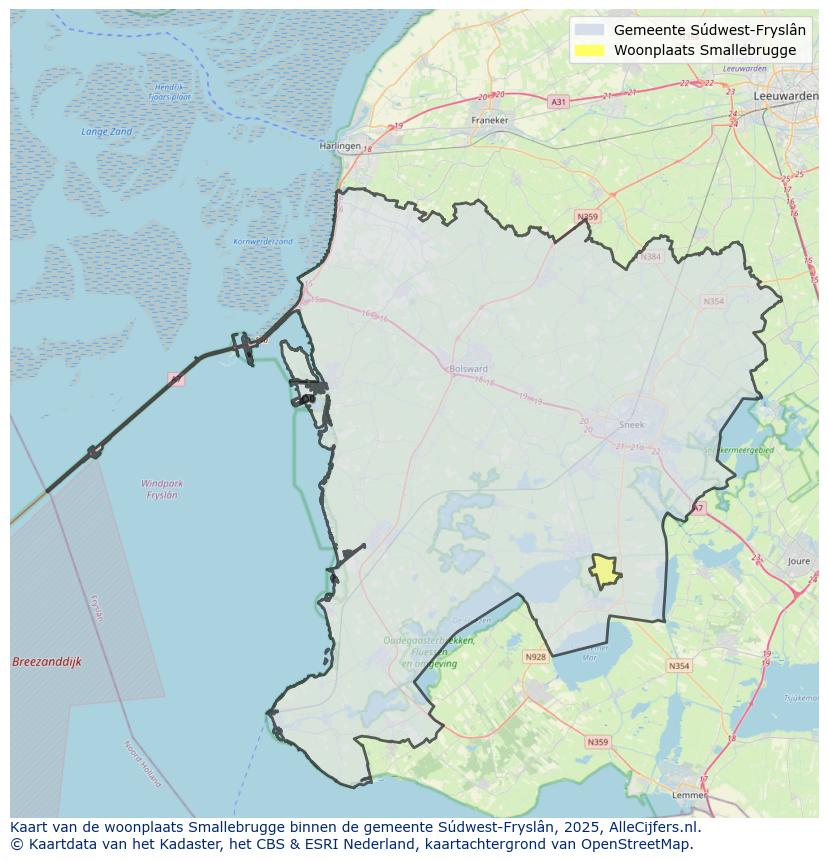 Afbeelding van de woonplaats Smallebrugge op de kaart.