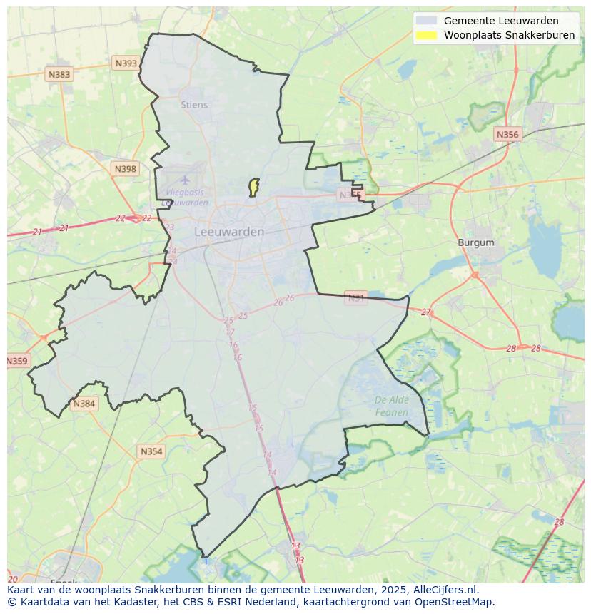 Afbeelding van de woonplaats Snakkerburen op de kaart.