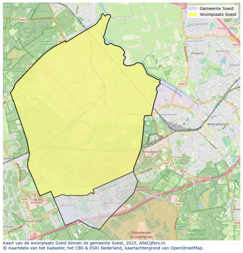 Afbeelding van de woonplaats Soest op de kaart.