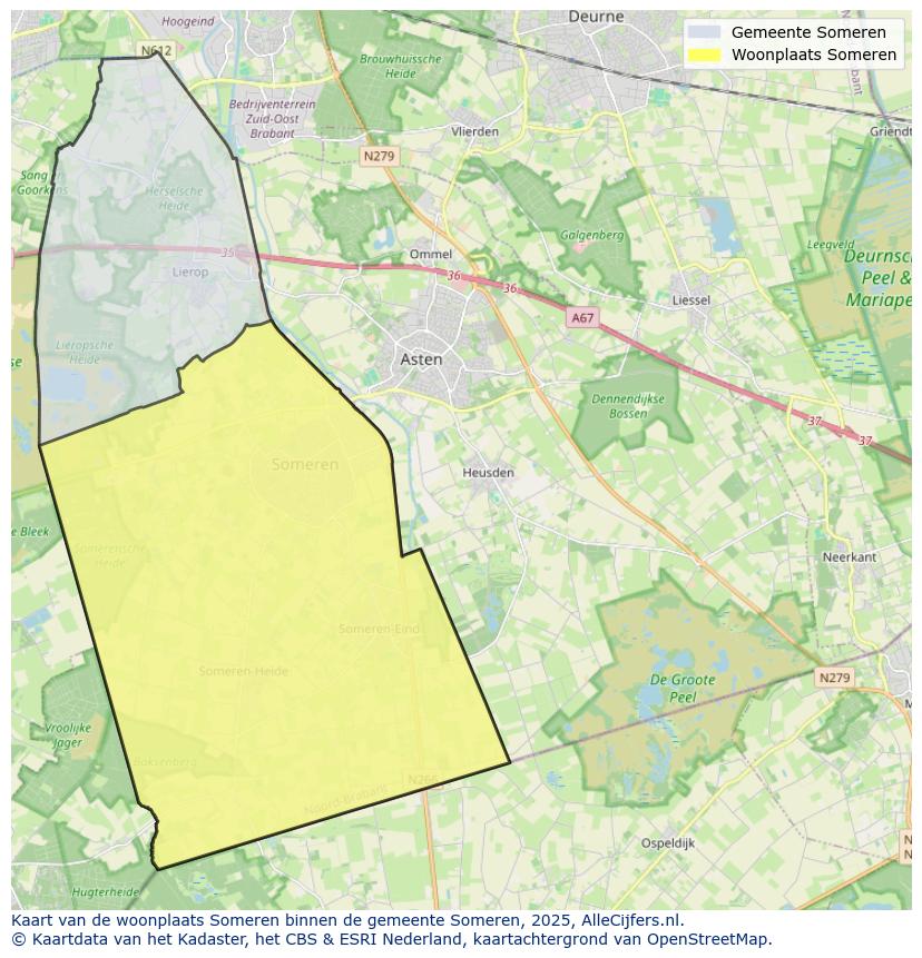 Afbeelding van de woonplaats Someren op de kaart.