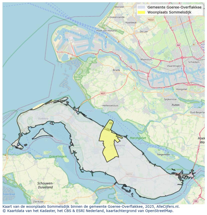 Afbeelding van de woonplaats Sommelsdijk op de kaart.