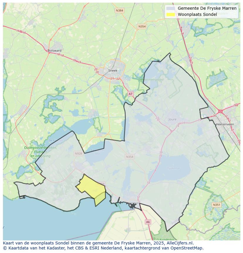 Afbeelding van de woonplaats Sondel op de kaart.