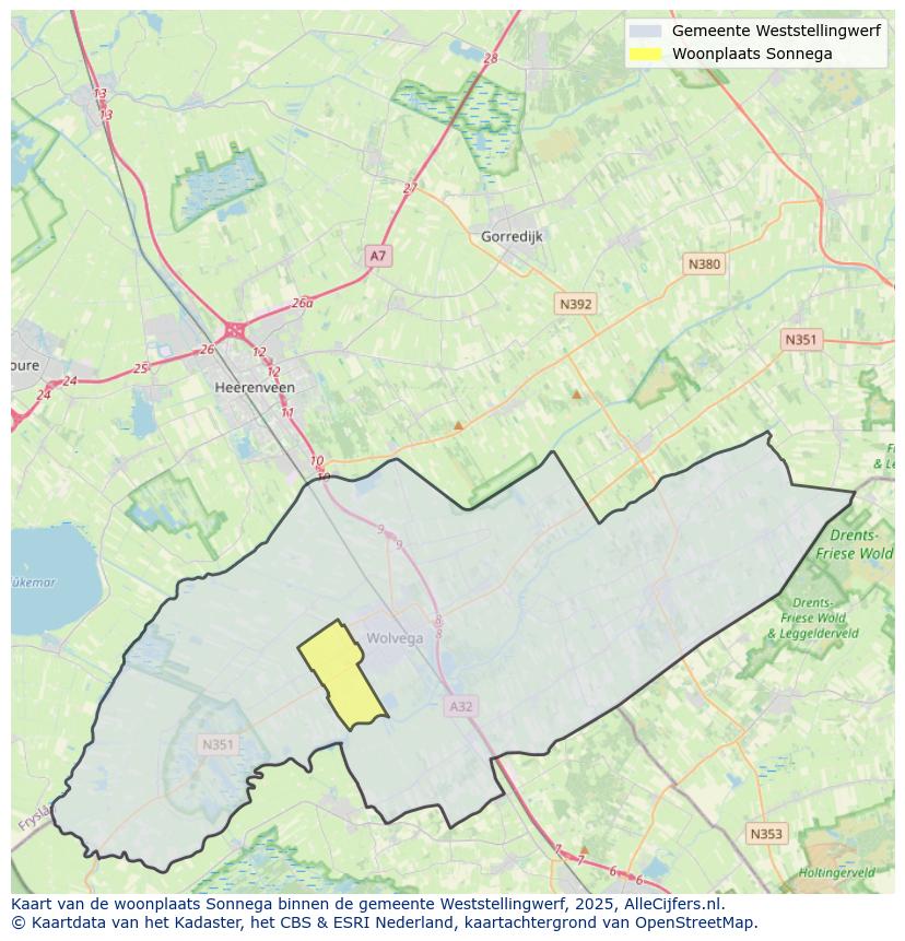 Afbeelding van de woonplaats Sonnega op de kaart.