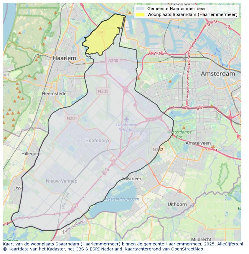 Afbeelding van de woonplaats Spaarndam op de kaart.