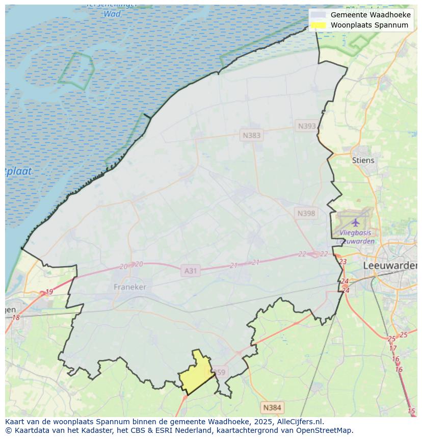 Afbeelding van de woonplaats Spannum op de kaart.