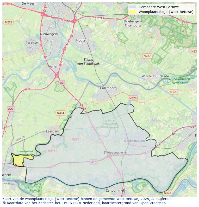 Afbeelding van de woonplaats Spijk op de kaart.