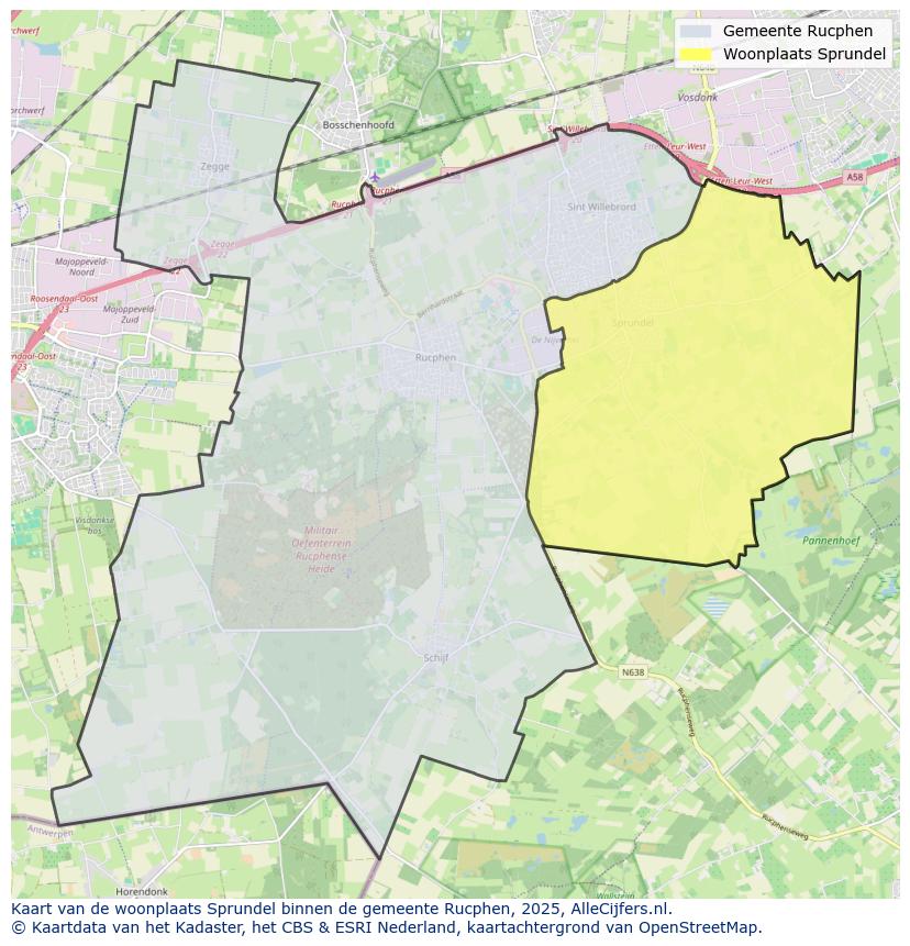 Afbeelding van de woonplaats Sprundel op de kaart.