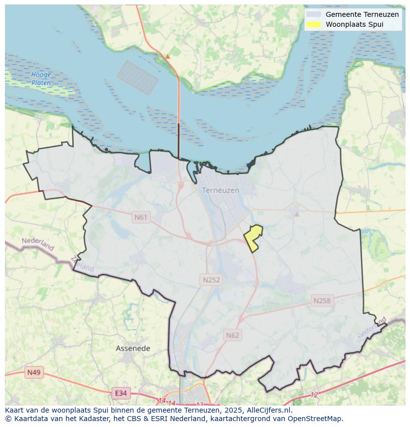Afbeelding van de woonplaats Spui op de kaart.