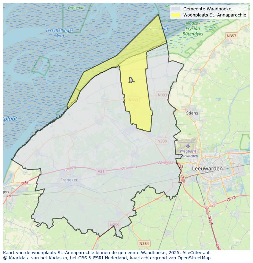 Afbeelding van de woonplaats St.-Annaparochie op de kaart.