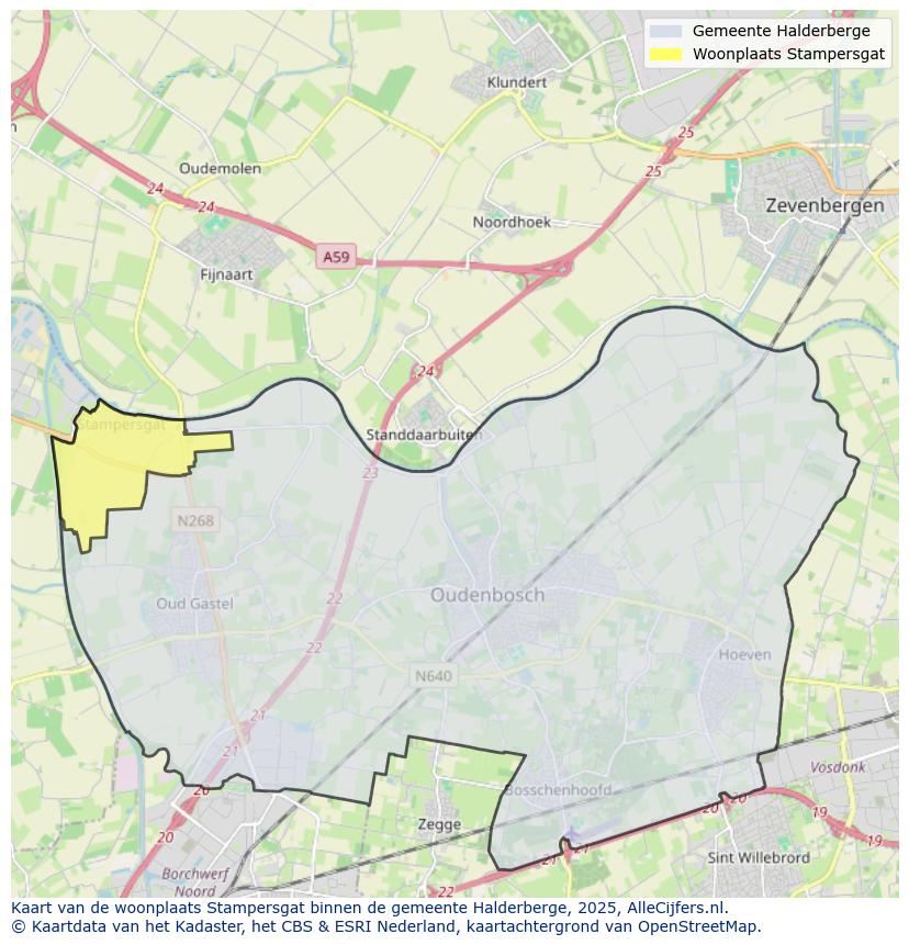 Afbeelding van de woonplaats Stampersgat op de kaart.