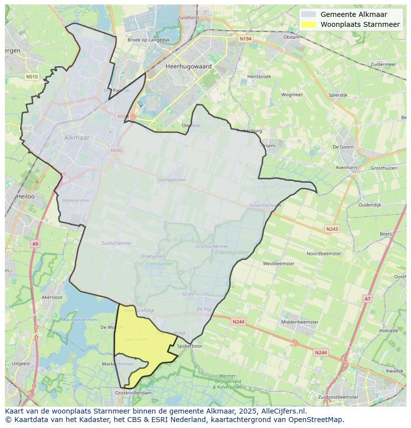Afbeelding van de woonplaats Starnmeer op de kaart.