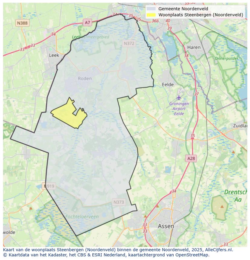 Afbeelding van de woonplaats Steenbergen op de kaart.