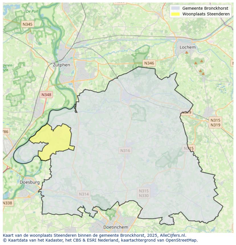 Afbeelding van de woonplaats Steenderen op de kaart.