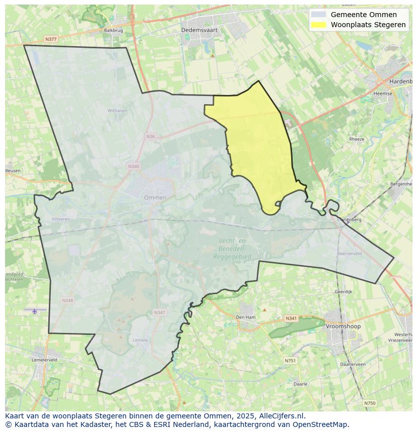 Afbeelding van de woonplaats Stegeren op de kaart.