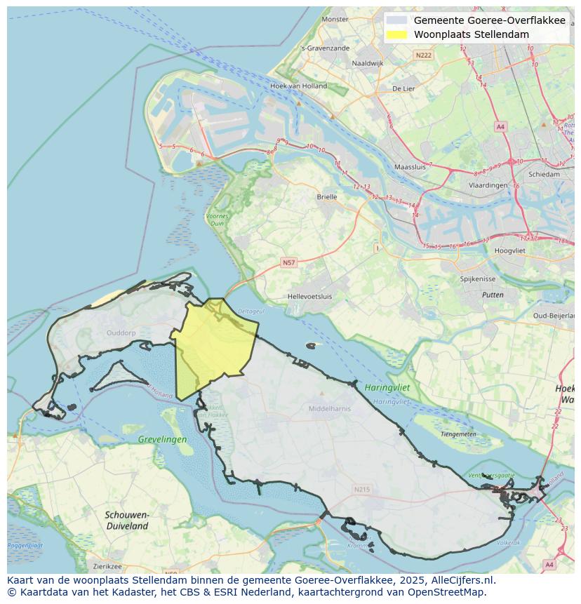Afbeelding van de woonplaats Stellendam op de kaart.