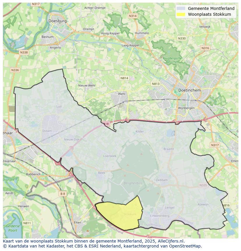 Afbeelding van de woonplaats Stokkum op de kaart.