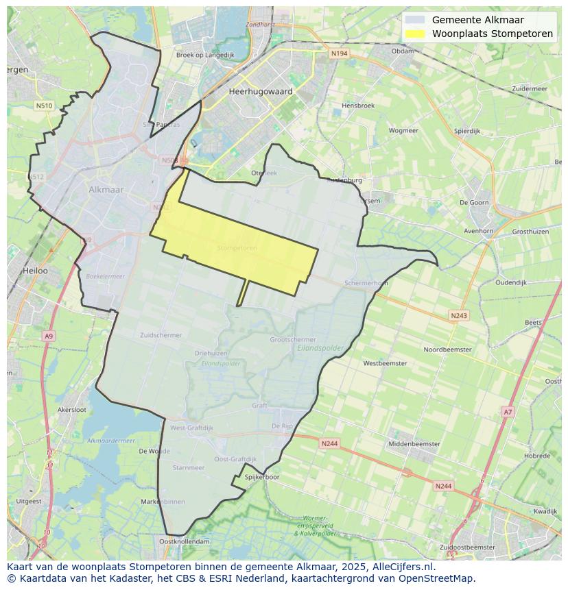 Afbeelding van de woonplaats Stompetoren op de kaart.