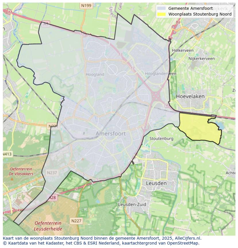 Afbeelding van de woonplaats Stoutenburg Noord op de kaart.