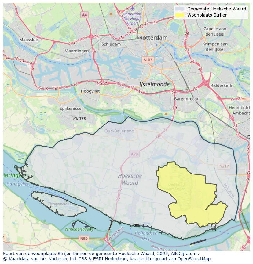 Afbeelding van de woonplaats Strijen op de kaart.