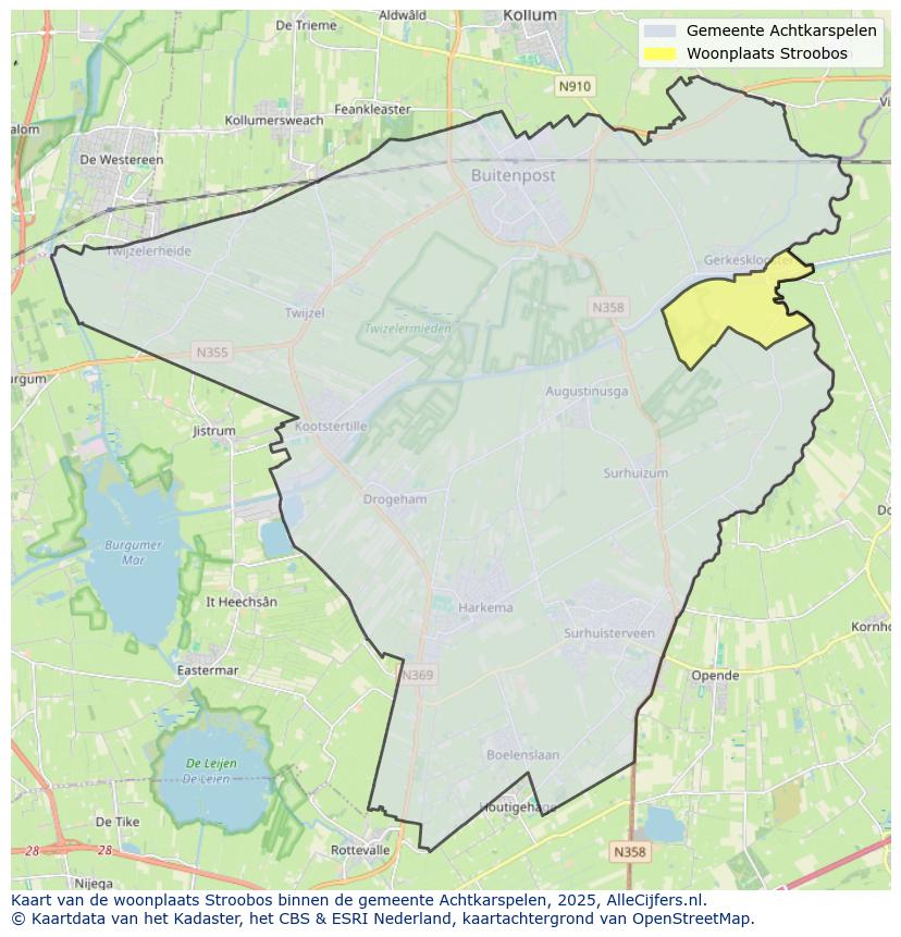 Afbeelding van de woonplaats Stroobos op de kaart.