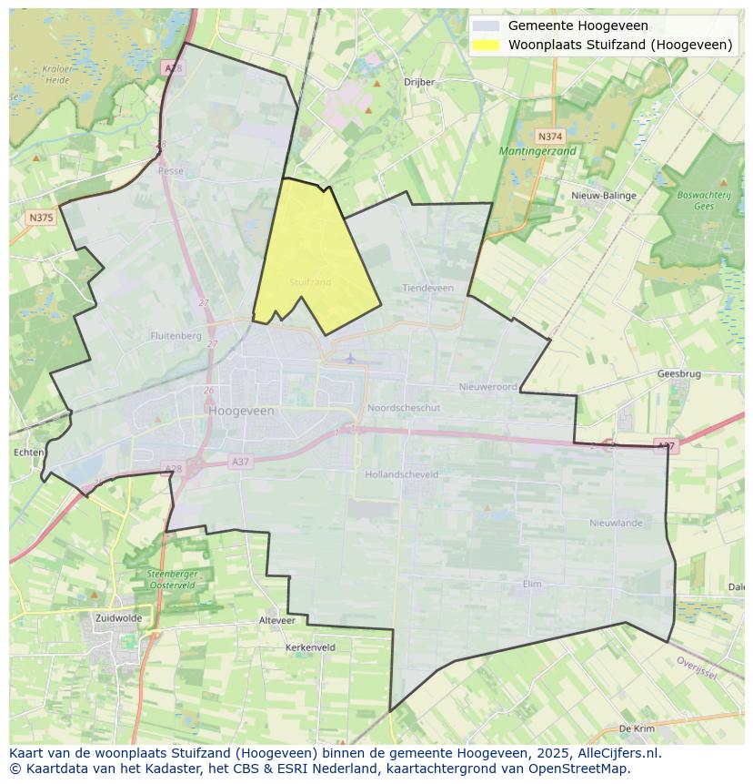 Afbeelding van de woonplaats Stuifzand op de kaart.