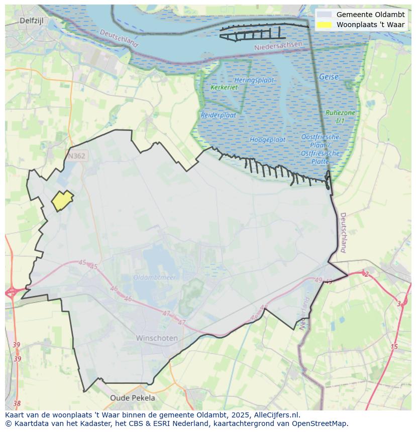 Afbeelding van de woonplaats ’t Waar op de kaart.