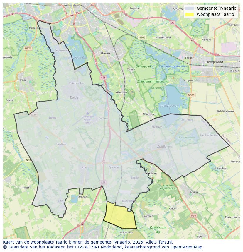 Afbeelding van de woonplaats Taarlo op de kaart.