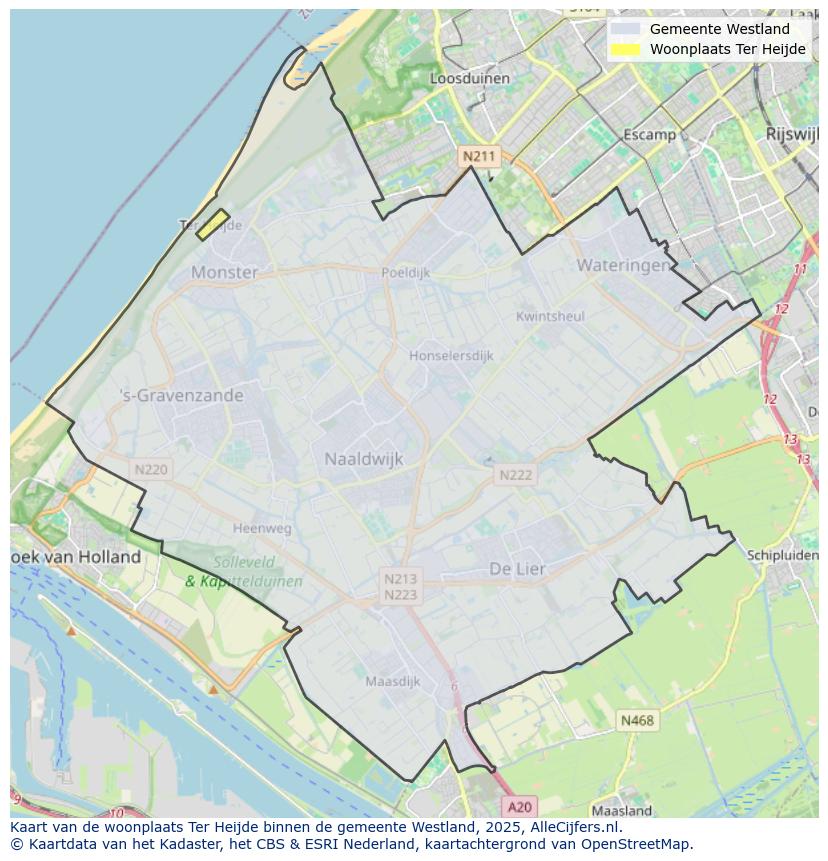Afbeelding van de woonplaats Ter Heijde op de kaart.