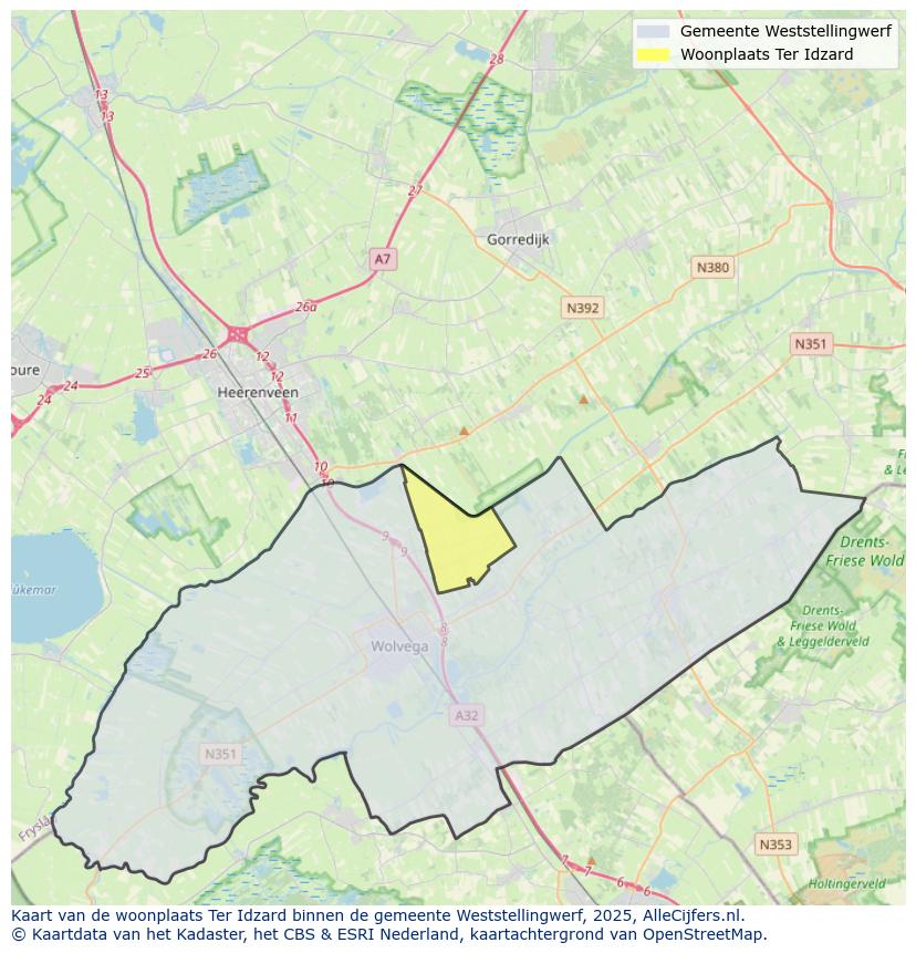 Afbeelding van de woonplaats Ter Idzard op de kaart.
