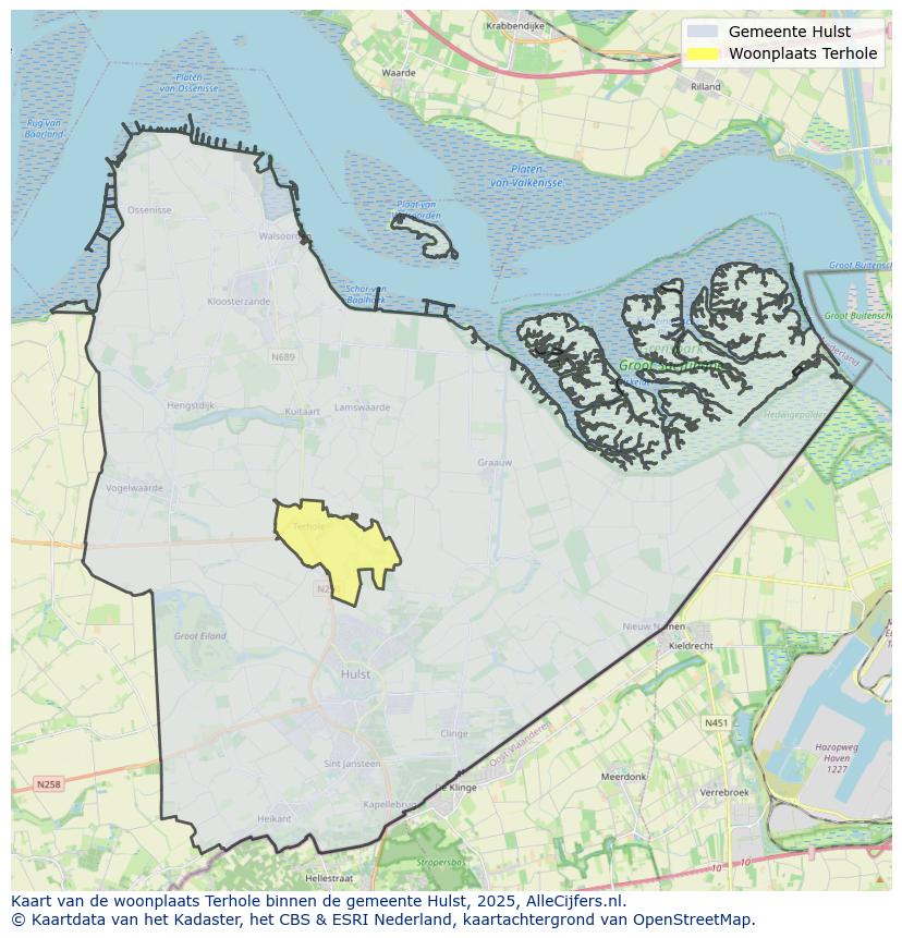 Afbeelding van de woonplaats Terhole op de kaart.