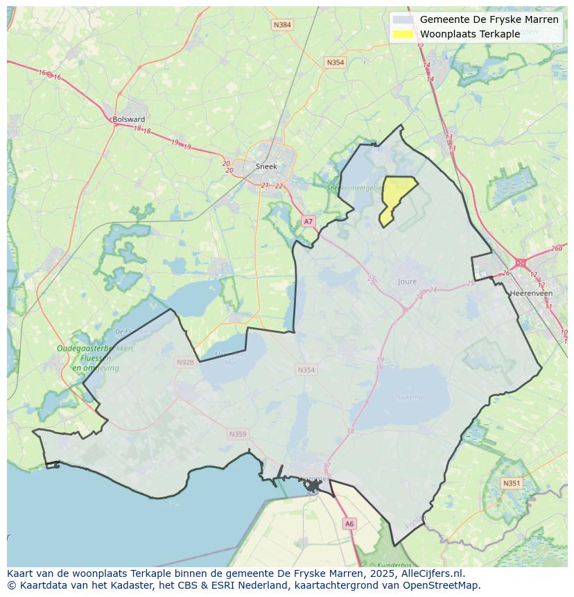 Afbeelding van de woonplaats Terkaple op de kaart.