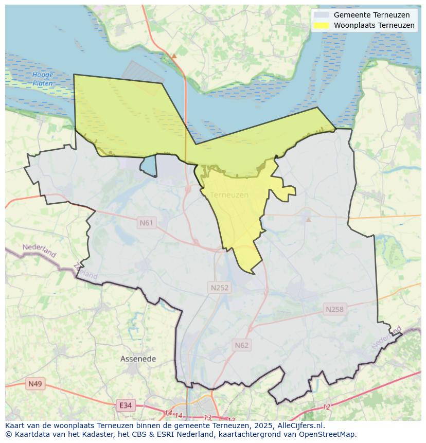 Afbeelding van de woonplaats Terneuzen op de kaart.