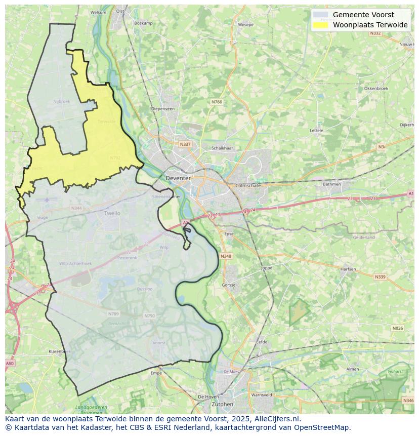 Afbeelding van de woonplaats Terwolde op de kaart.