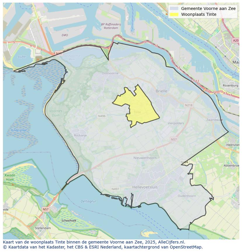 Afbeelding van de woonplaats Tinte op de kaart.