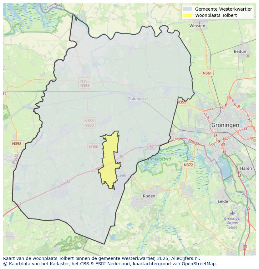 Afbeelding van de woonplaats Tolbert op de kaart.