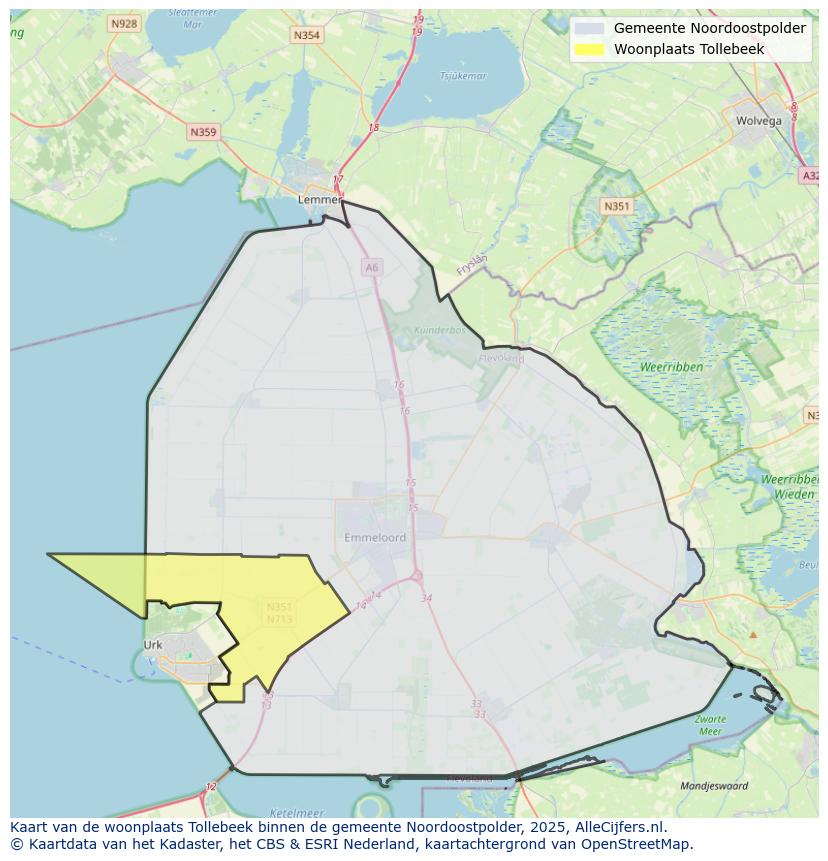 Afbeelding van de woonplaats Tollebeek op de kaart.