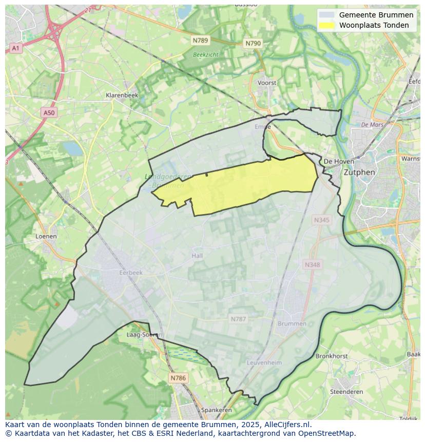 Afbeelding van de woonplaats Tonden op de kaart.