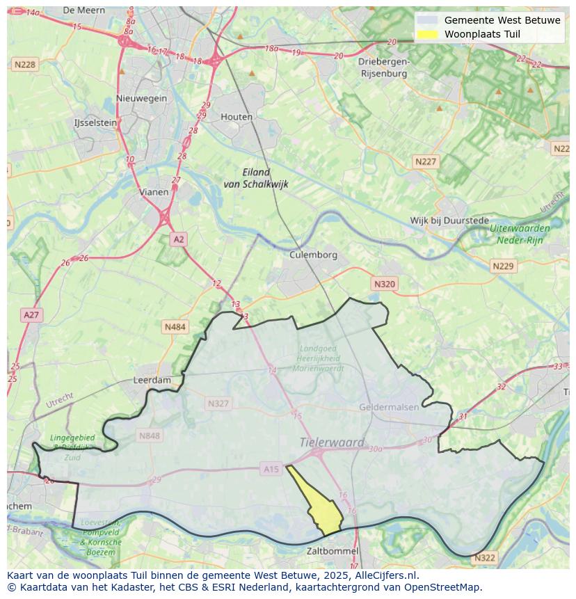 Afbeelding van de woonplaats Tuil op de kaart.