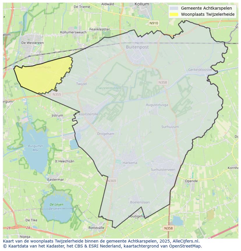Afbeelding van de woonplaats Twijzelerheide op de kaart.