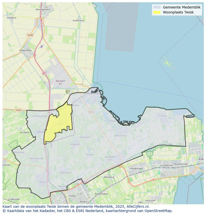 Afbeelding van de woonplaats Twisk op de kaart.