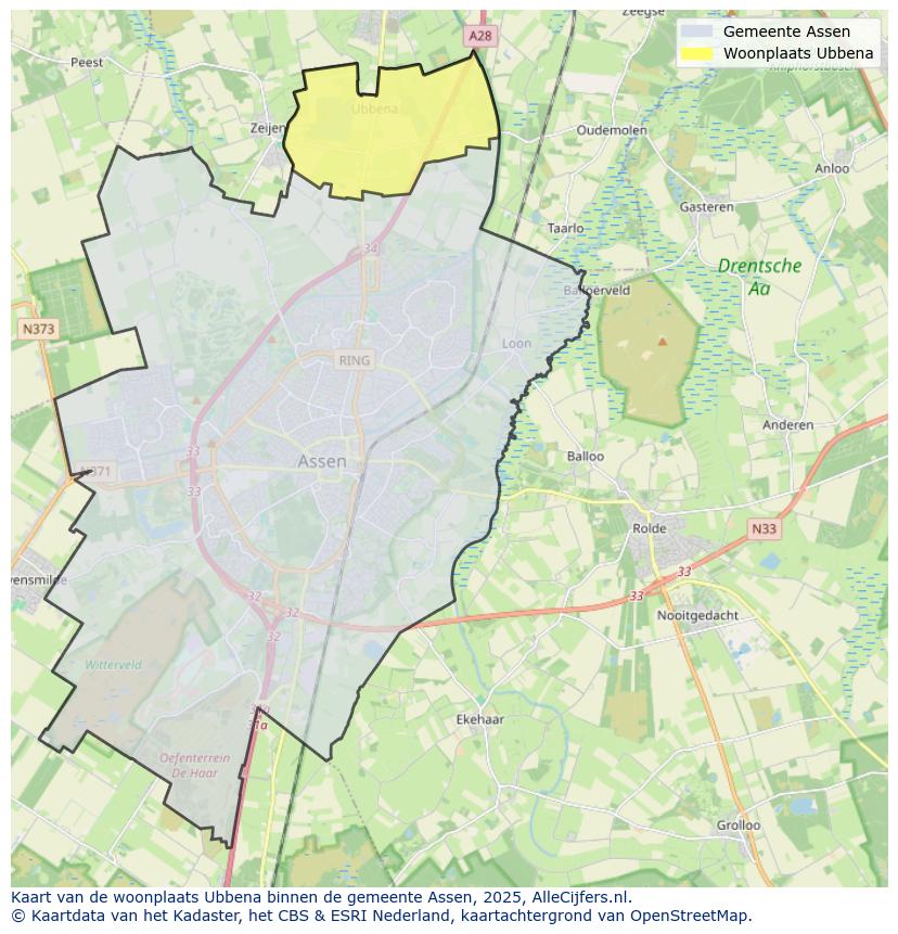 Afbeelding van de woonplaats Ubbena op de kaart.