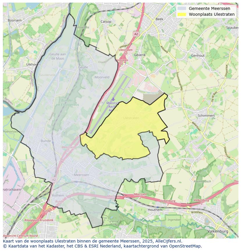 Afbeelding van de woonplaats Ulestraten op de kaart.
