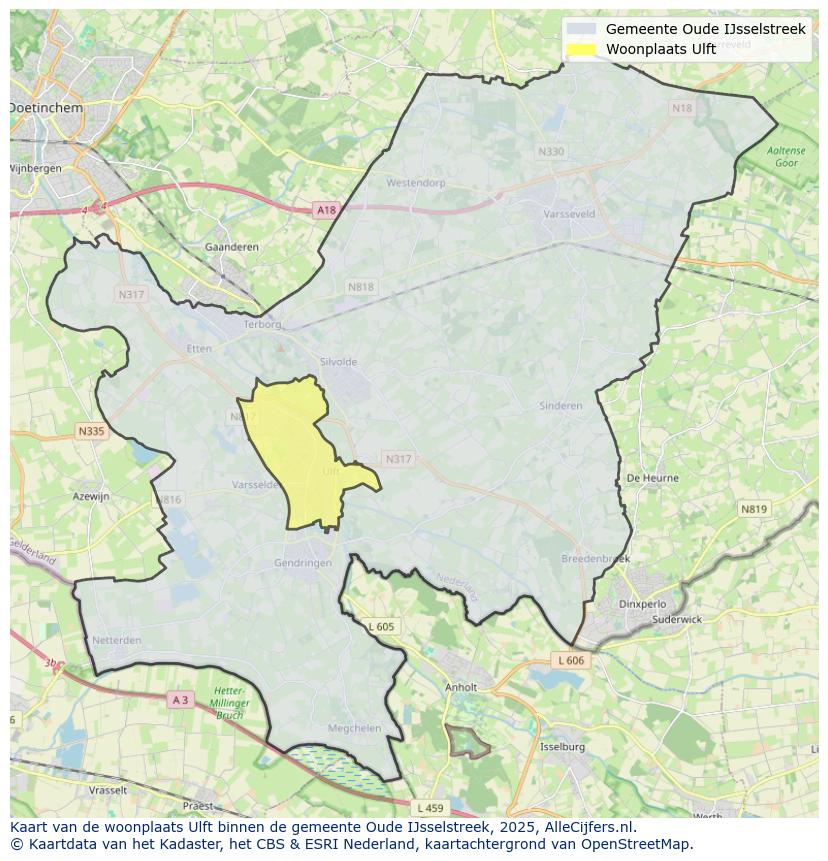 Afbeelding van de woonplaats Ulft op de kaart.