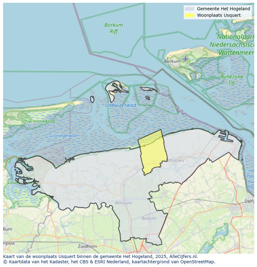 Afbeelding van de woonplaats Usquert op de kaart.