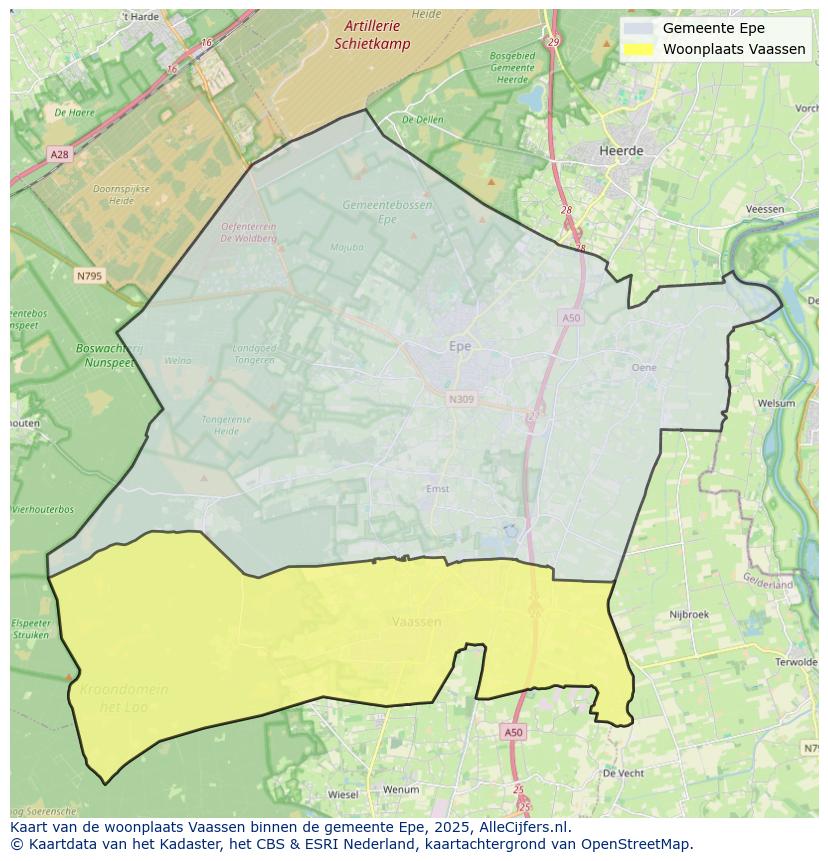 Afbeelding van de woonplaats Vaassen op de kaart.