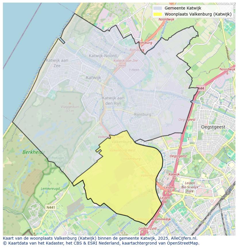 Afbeelding van de woonplaats Valkenburg op de kaart.
