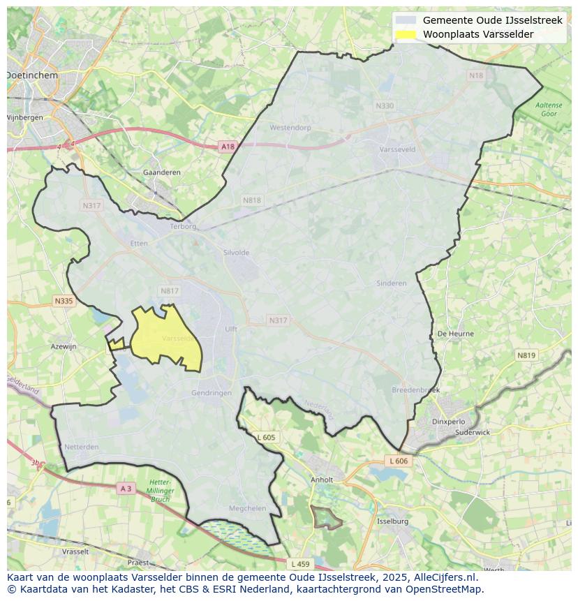 Afbeelding van de woonplaats Varsselder op de kaart.