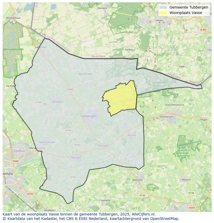 Afbeelding van de woonplaats Vasse op de kaart.