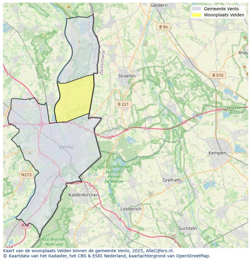 Afbeelding van de woonplaats Velden op de kaart.